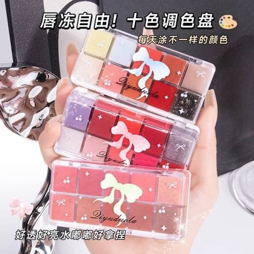 پالت رنگی بالم لب خیس کره ای برق لب کیوت فانتزی پاپیونی پرنسسی پینترستی نرم کننده آبرسان شفاف کننده شاداب کننده لبها — تصویر ۷