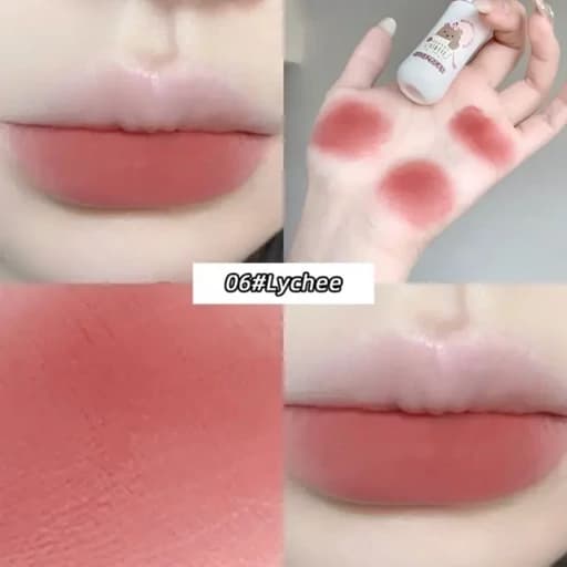 رژ لب مایع مات مخملی خمیری سبک نچرال شیشه شیر پستونکی خرس تدی کیوت فانتزی پینترستی گوگولی طرح بستنی مناسب کادو هدیه — تصویر ۷