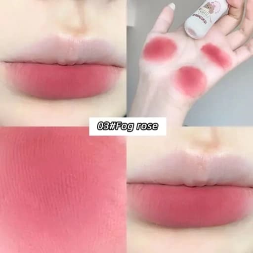 رژ لب مایع مات مخملی خمیری سبک نچرال شیشه شیر پستونکی خرس تدی کیوت فانتزی پینترستی گوگولی طرح بستنی مناسب کادو هدیه — تصویر ۲