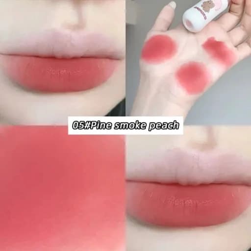 رژ لب مایع مات مخملی خمیری سبک نچرال شیشه شیر پستونکی خرس تدی کیوت فانتزی پینترستی گوگولی طرح بستنی مناسب کادو هدیه — تصویر ۸