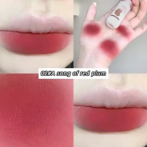 رژ لب مایع مات مخملی خمیری سبک نچرال شیشه شیر پستونکی خرس تدی کیوت فانتزی پینترستی گوگولی طرح بستنی مناسب کادو هدیه — تصویر ۴