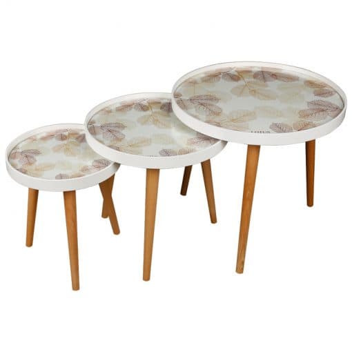 میز عسلی سه تیکه مدل spring-Leaves کد ALMA-731 رنگ WH