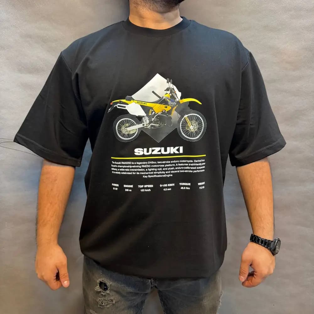 تیشرت نخ پنبه طرح Suzuki RMX 250 مشکی — تصویر ۳