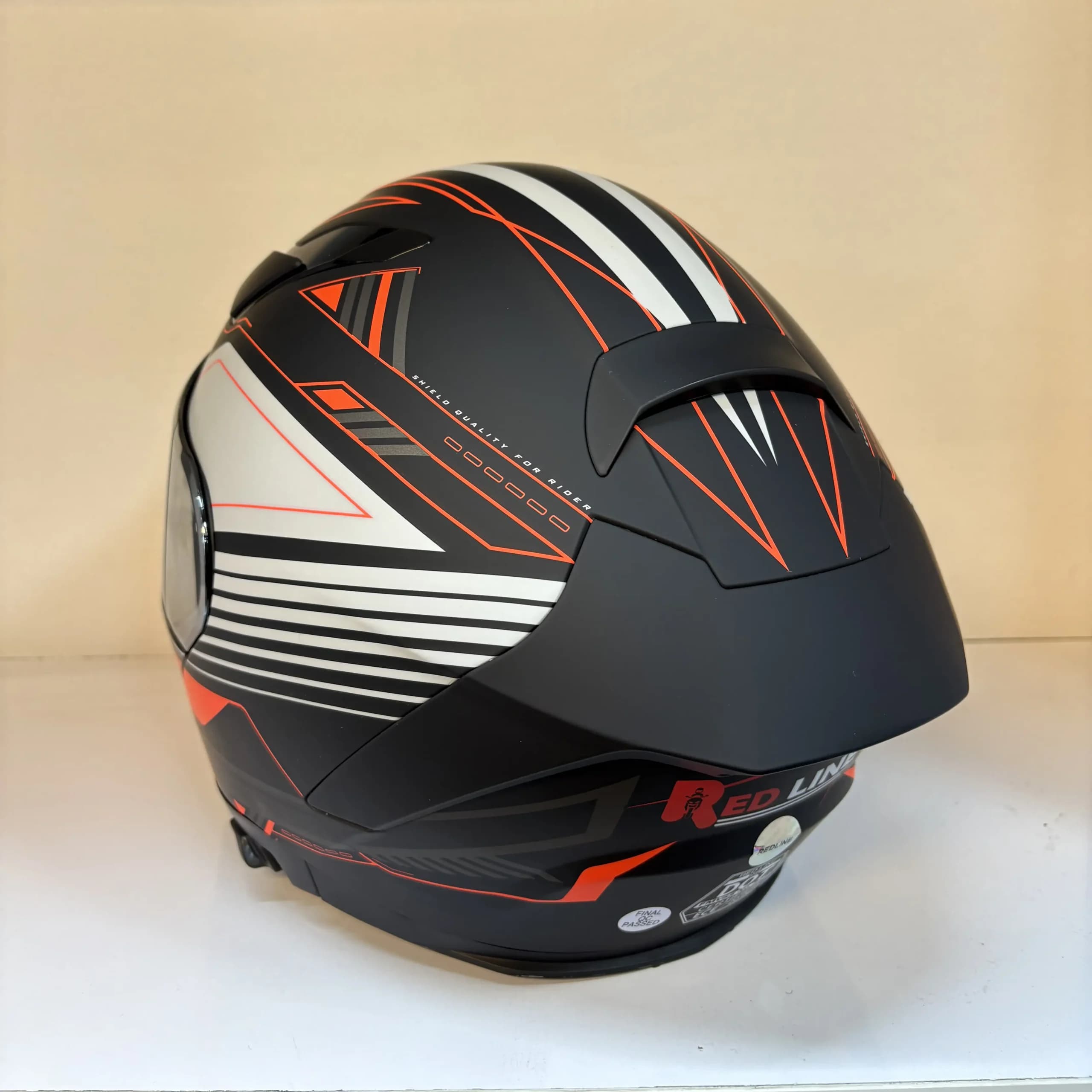 کلاه کاسکت فک متحرک Redline مدل 960 – مشکی قرمز سفید — تصویر ۴