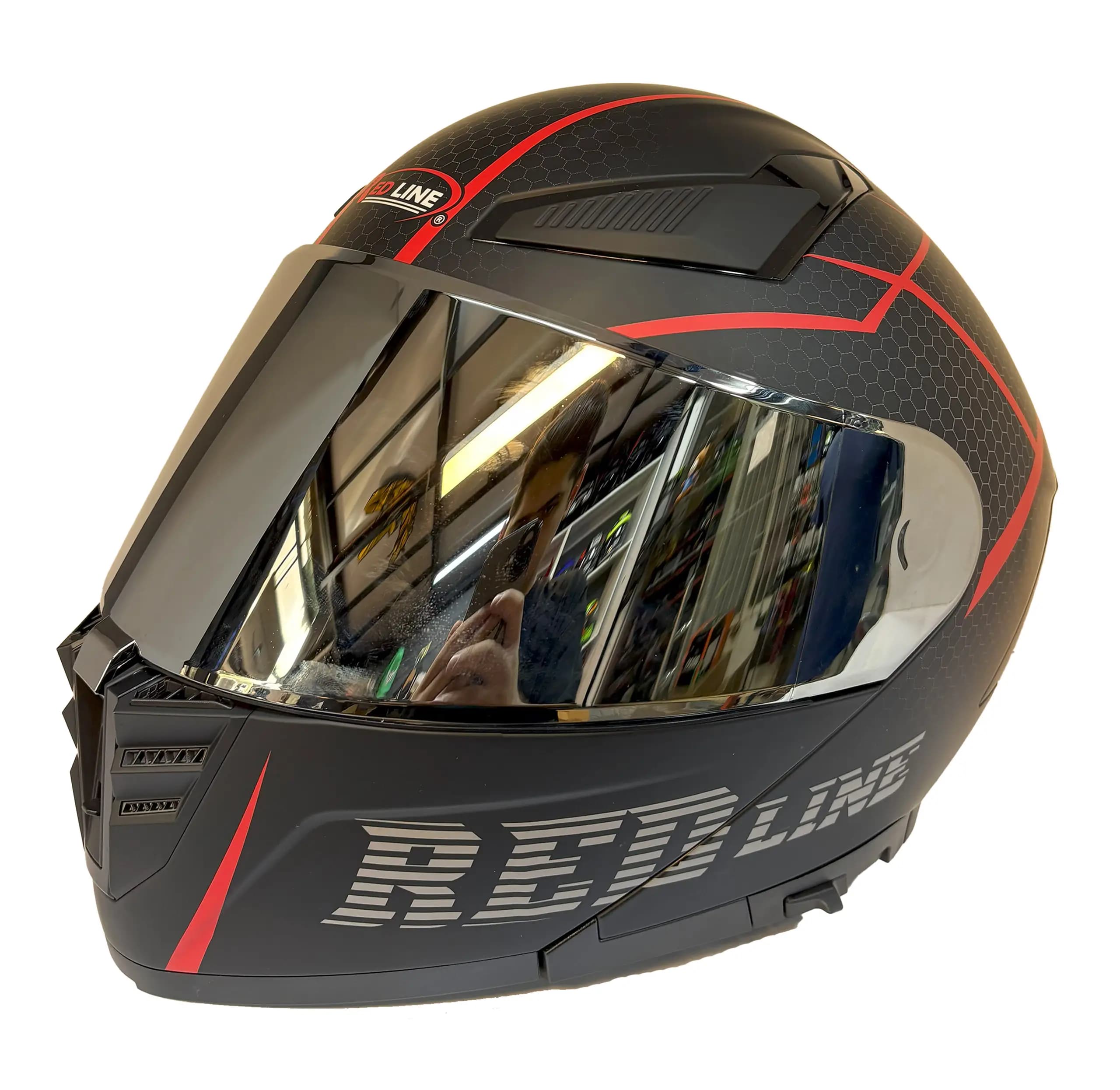 کلاه کاسکت فک متحرک Redline مدل 960 – مشکی قرمز