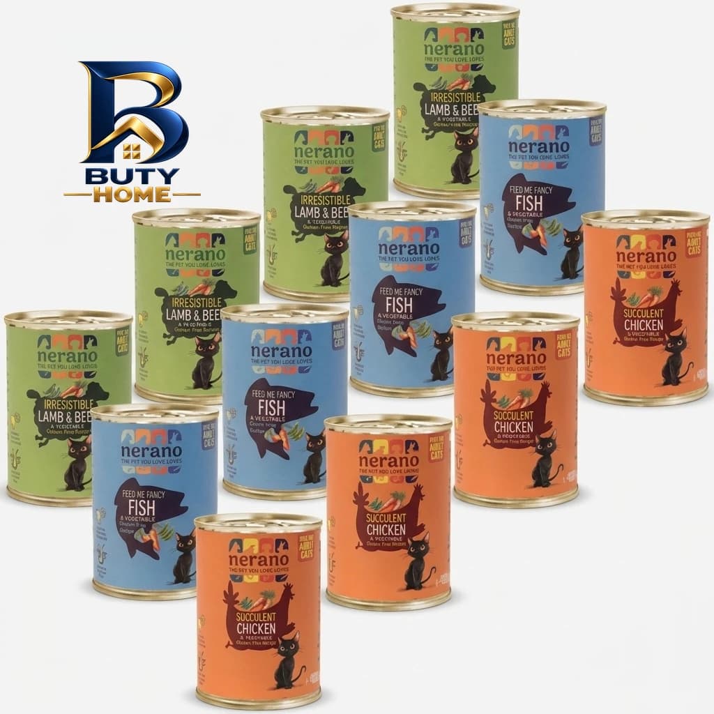 کنسرو غذای گربه بالغ نرانو مدل پته طعم گوشت و مرغ ماهی وزن 400 گرم بسته 12عددی — تصویر ۶