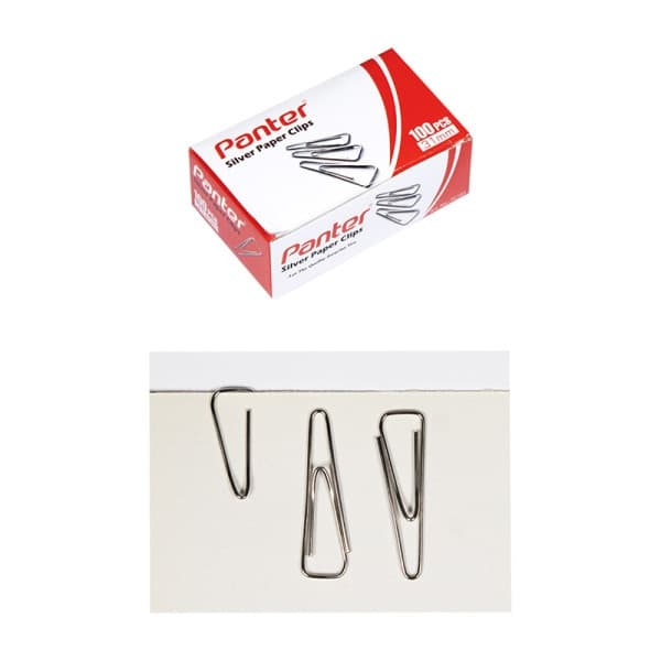 گيره کاغذ 100 عددی سه گوش نقرهای سایز31mm مدل PC102 پنتر