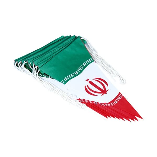 پرچم ایران مثلثی کاغذی 12 عددی ریسه ای متفرقه (بسته 10 ریسه ای) — تصویر ۲