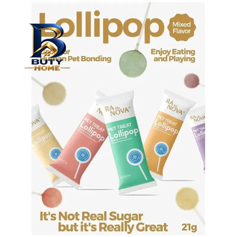 تشویقی گربه رانووا مدل Freeze Dried Lollipops با طعم میکس وزن 1.4 گرم بسته ۲۵ عددی — تصویر ۳