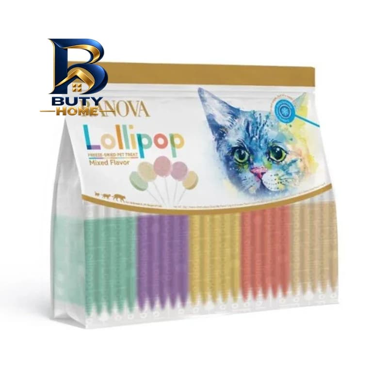 تشویقی گربه رانووا مدل Freeze Dried Lollipops با طعم میکس وزن 1.4 گرم بسته ۲۵ عددی — تصویر ۵