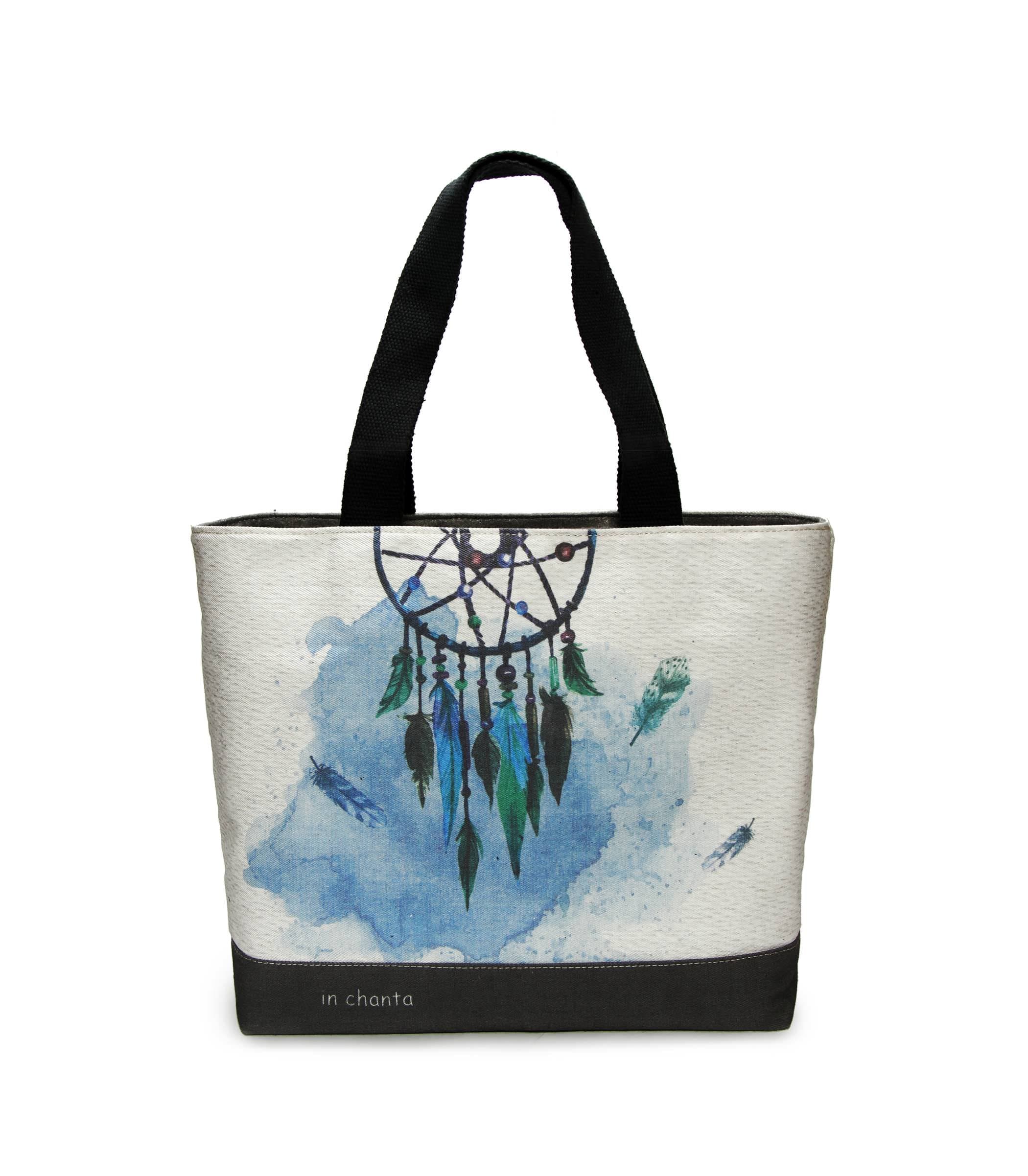 ساک رودوشی کتان طرح Blue Dreamcatcher