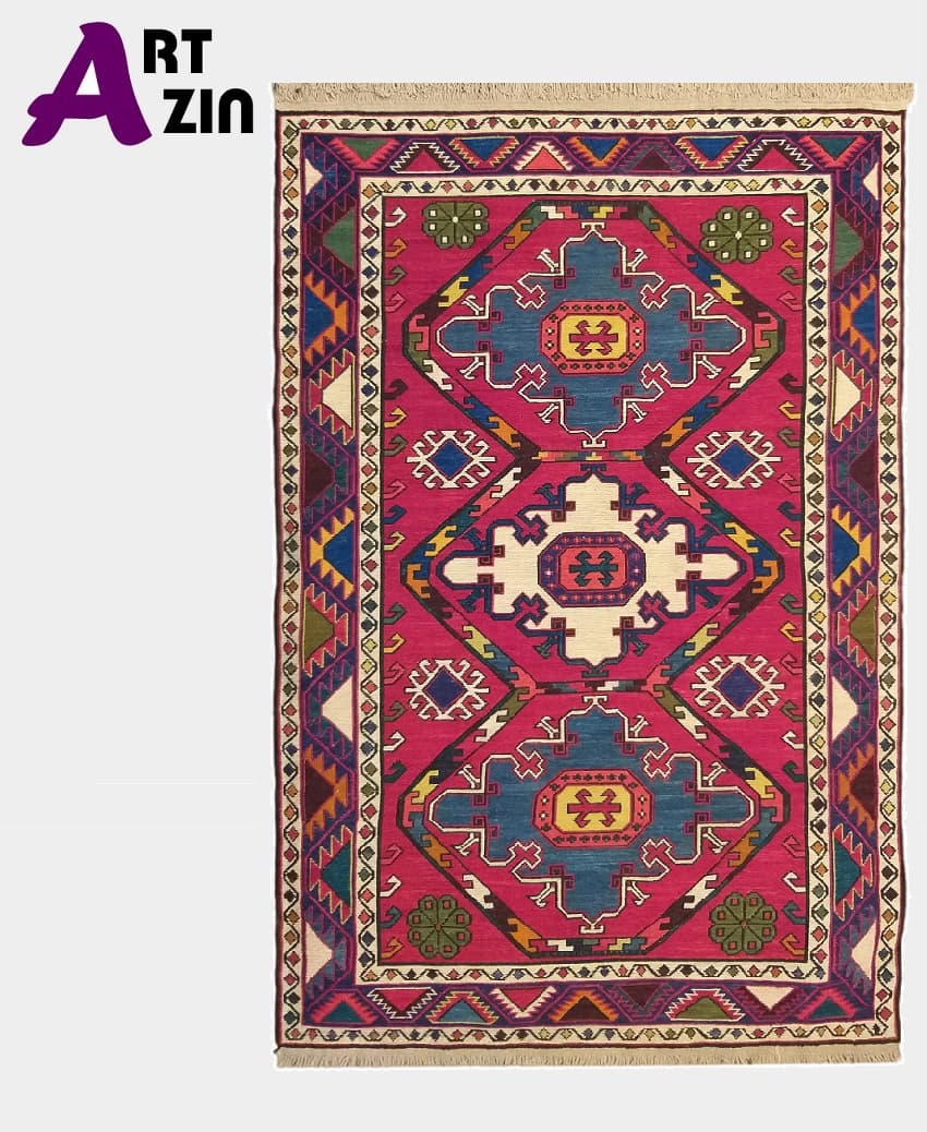 گلیم دستباف سوزنی یک و نیم متری نقشه روسی کد: 462