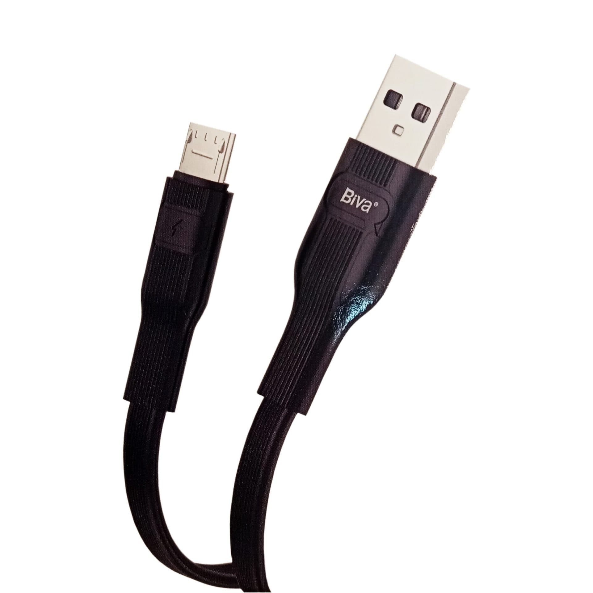 کابل فست شارژ فلت پی وی سی USB به MicroUSB بیوا (Biva) مدل C-01V طول 1 متر