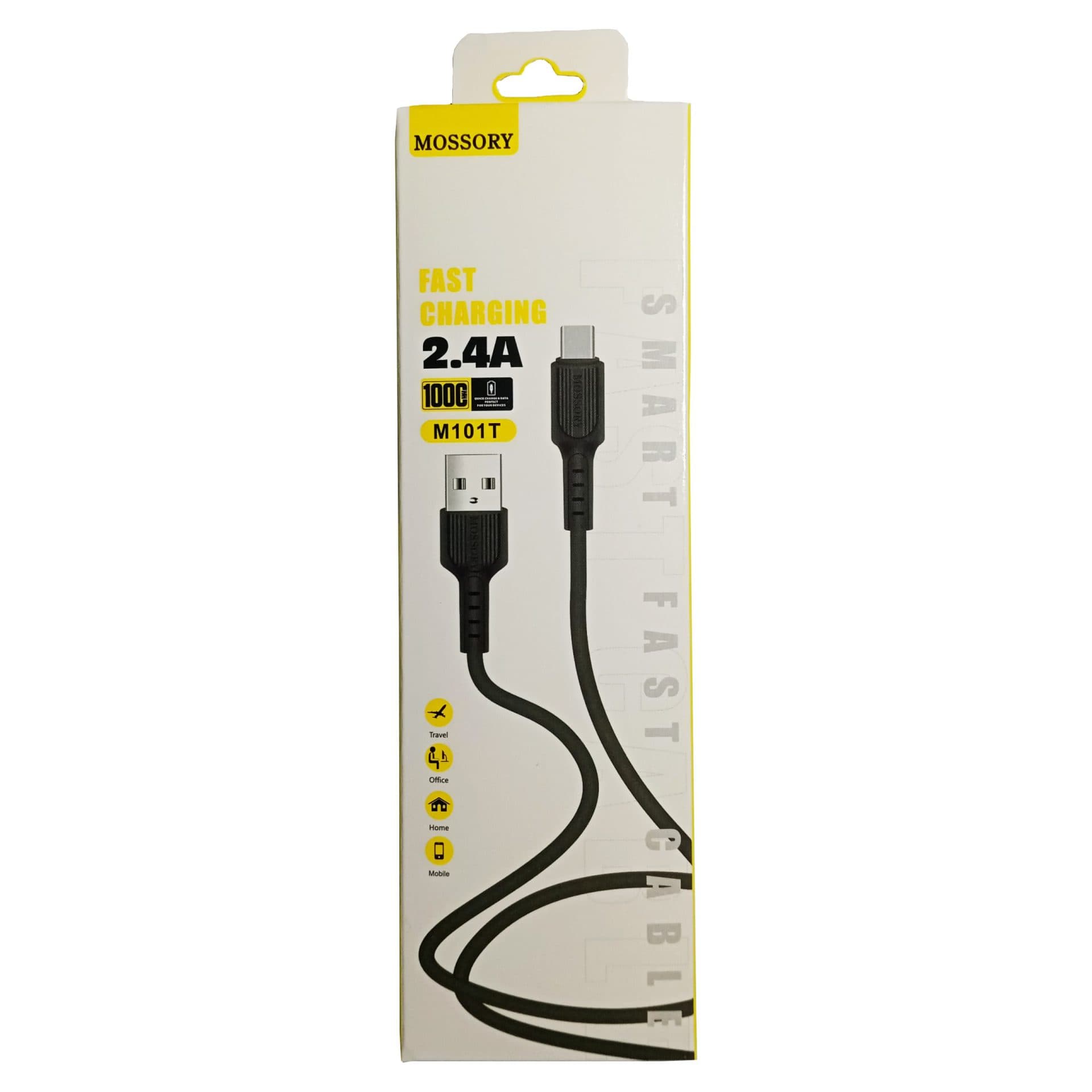 کابل شارژ سیلیکونی USB به Type-C موسوری (MOSSORY) مدل M101T طول 1 متر — تصویر ۳