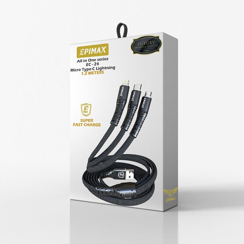 کابل شارژ فلت کتان 3in1 اپیمکس مدل EC-24 — تصویر ۳