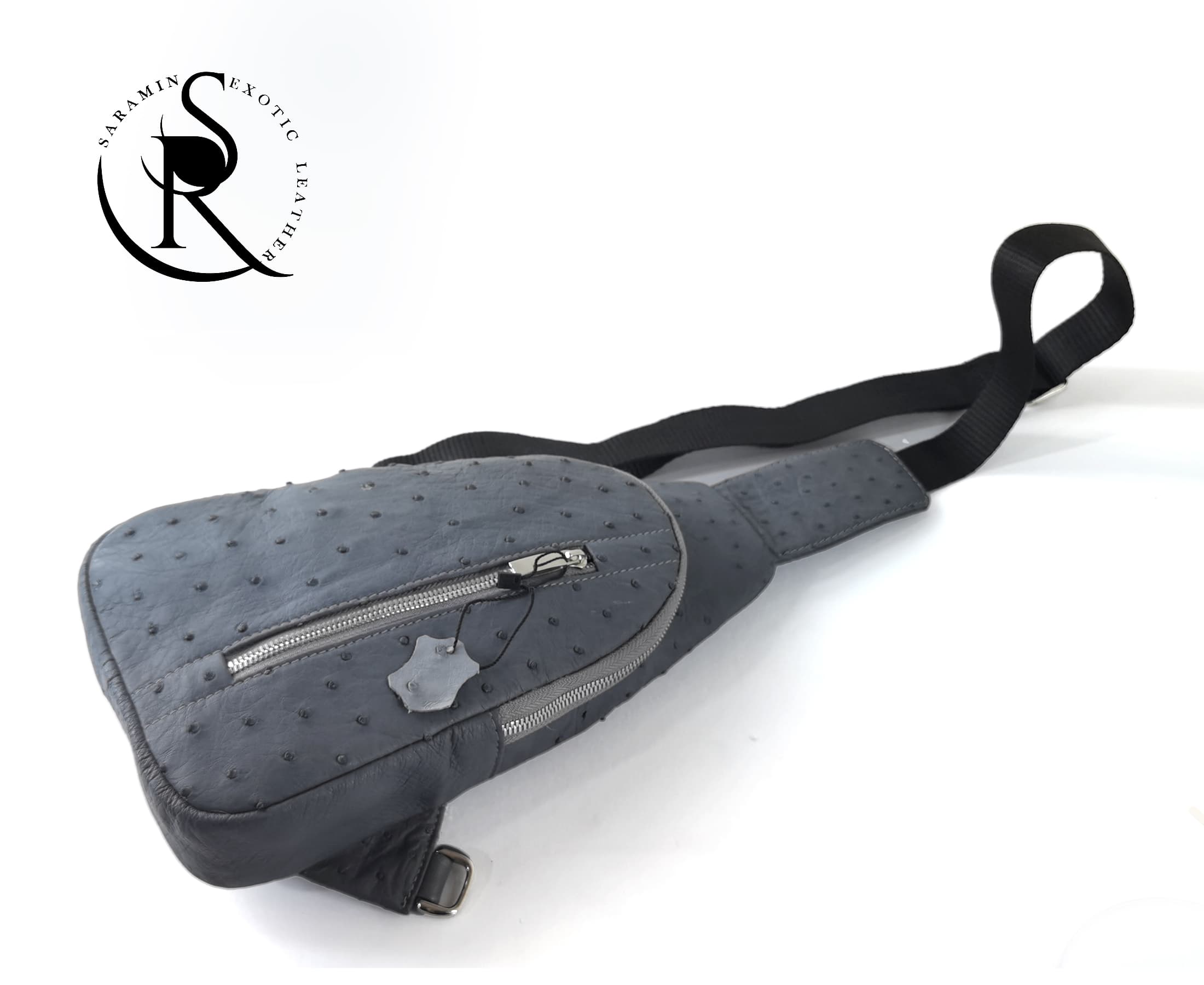 کیف چرم کراس بادی خاکستری