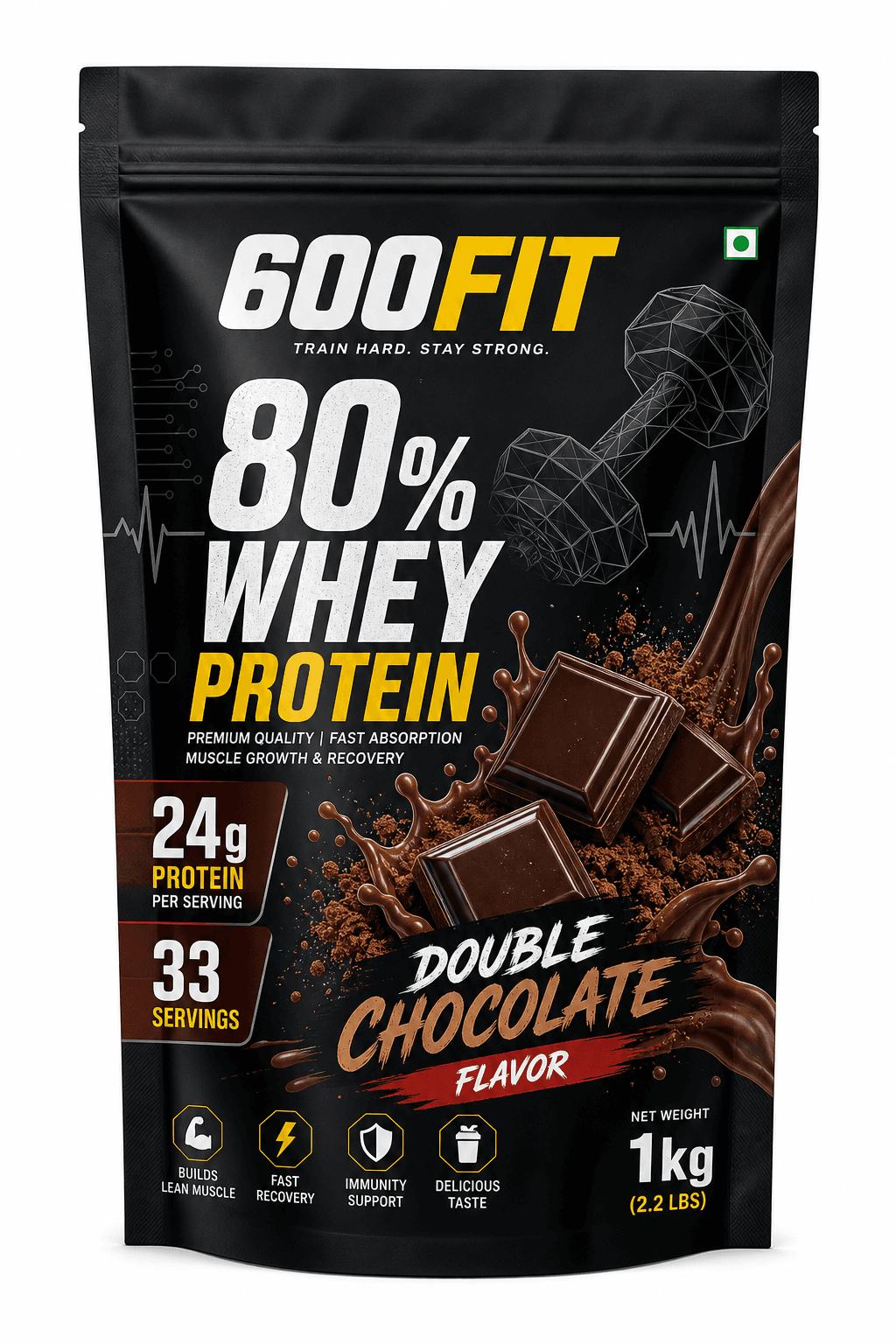 پروتئین وی whey ۸۰ درصد دبل چاکلت ۱ کیلوگرمی — تصویر ۲