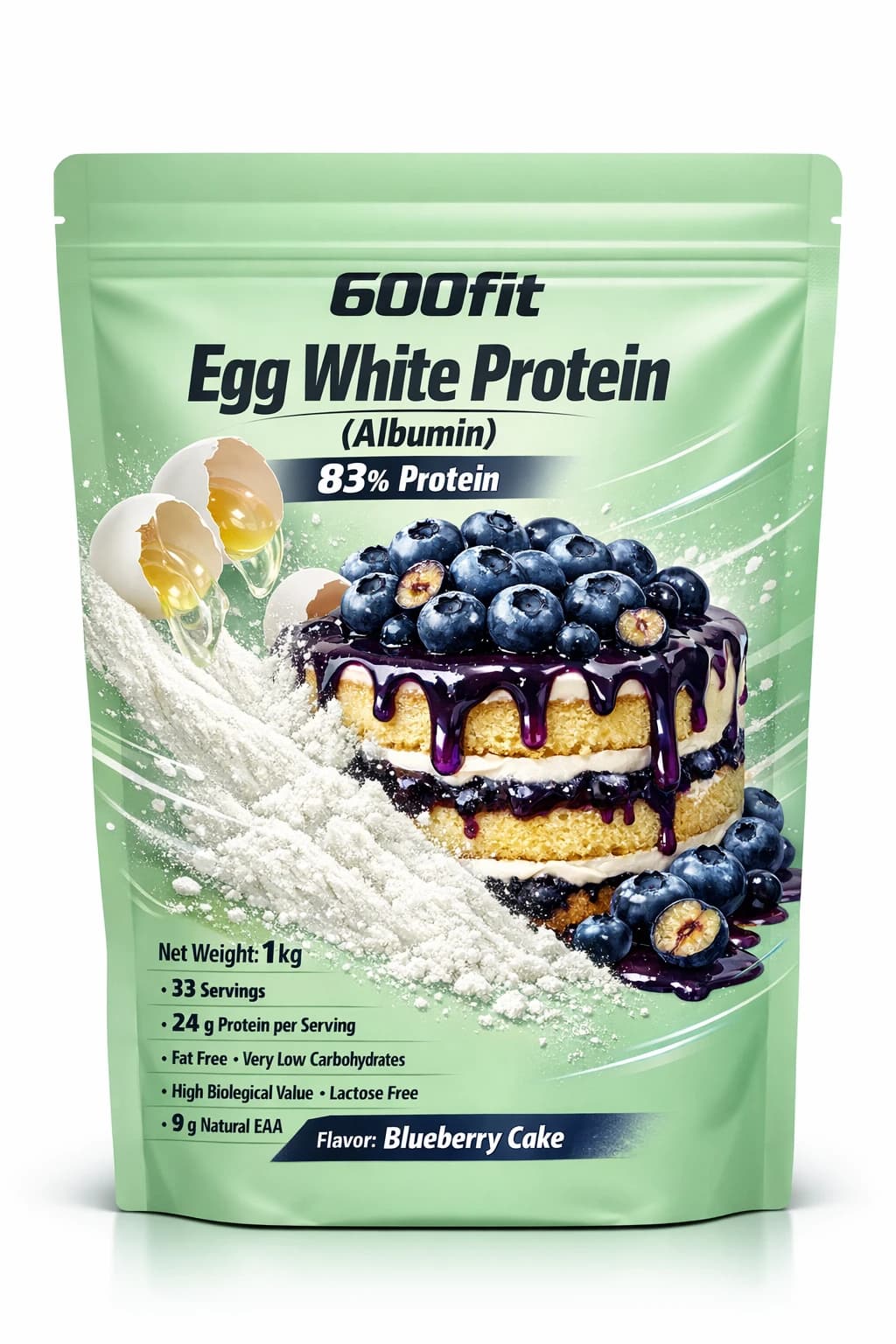 پروتئین سفیده تخممرغ 83 درصد طعم کیک بلوبری 1 کیلویی