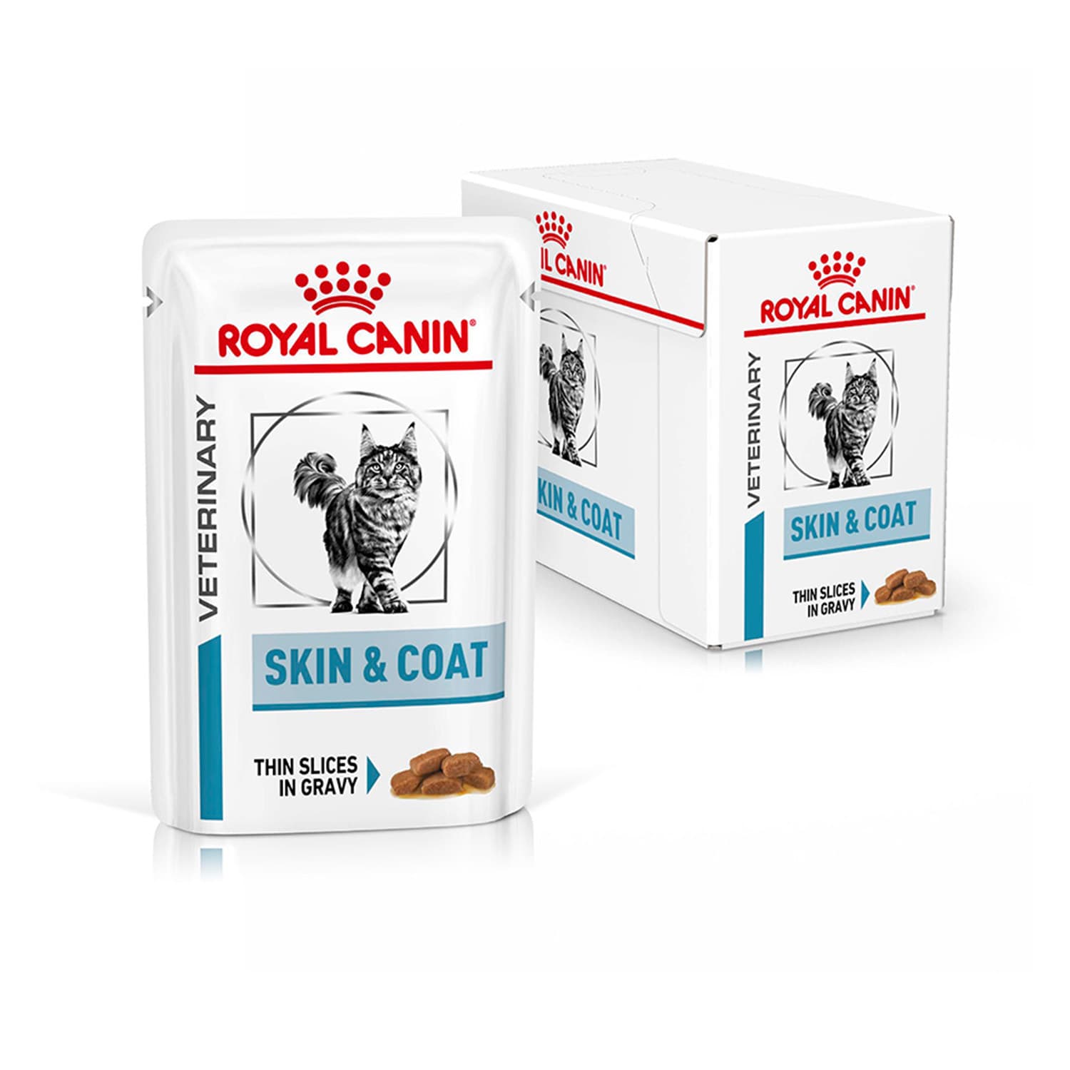 پوچ گربه اسکین اند کت رویال کنین Skin & Coat وزن 85 گرمی بسته 12 عددی — تصویر ۳
