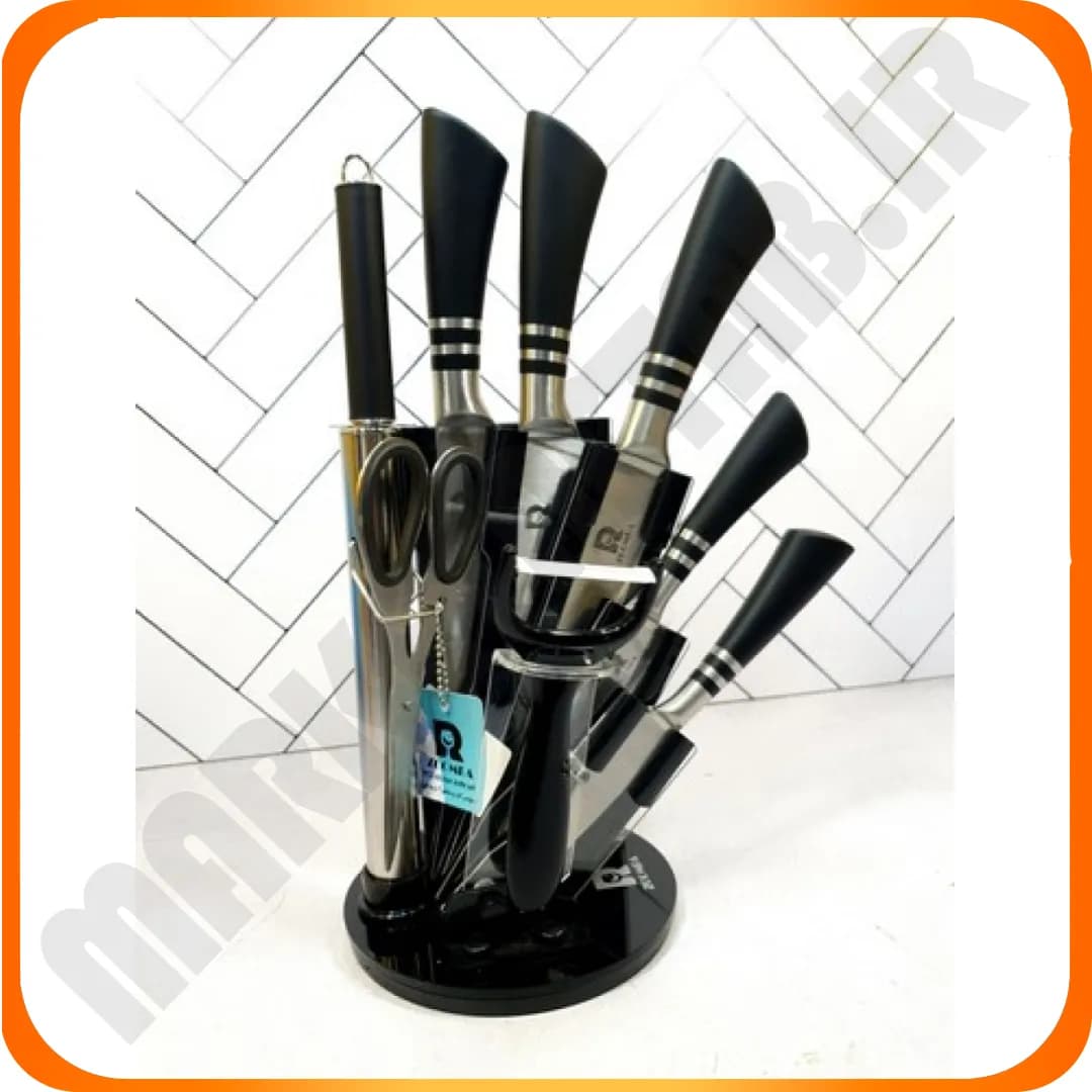 سرویس 9 پارچه کارد و ساطور دسته مشکی ZB-093 زومبا — تصویر ۳