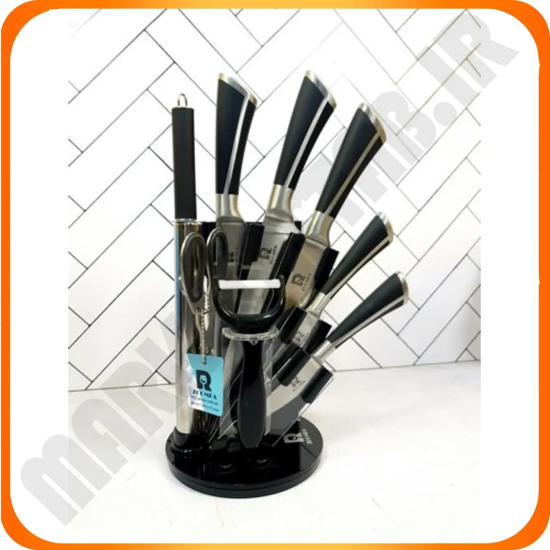 سرویس 9 پارچه کارد و ساطور دسته مشکی ZB-092 زومبا — تصویر ۵