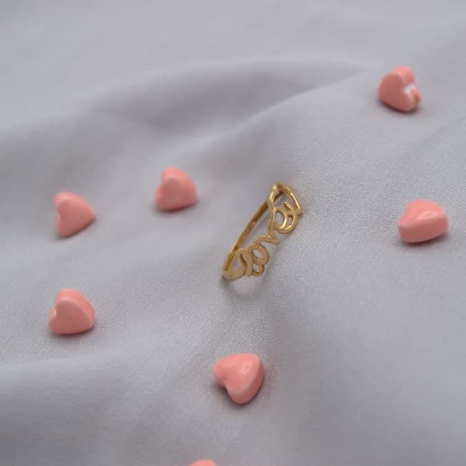 انگشتر طلا طرح Love کد R056 — تصویر ۵