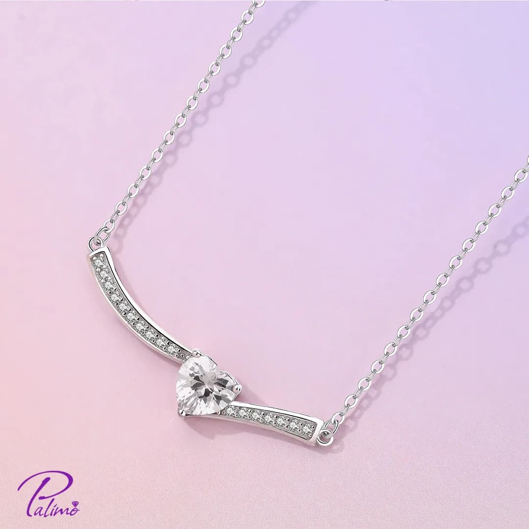 گردنبند نقره قلب آفرودیت N2158 با روکش طلای سفید — تصویر ۳