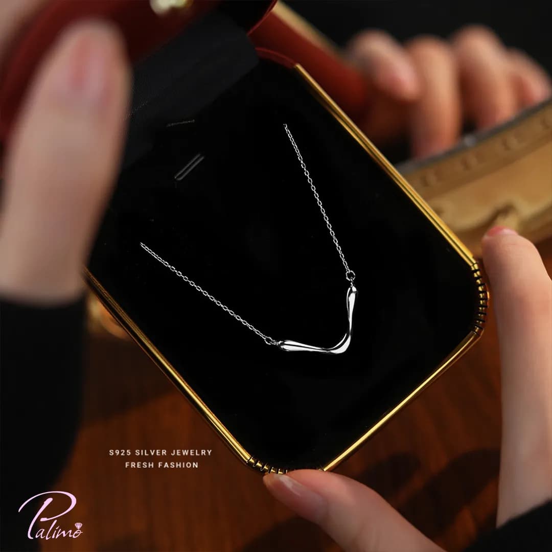 گردنبند نقره پرستیژ N2151 با روکش طلای سفید — تصویر ۳
