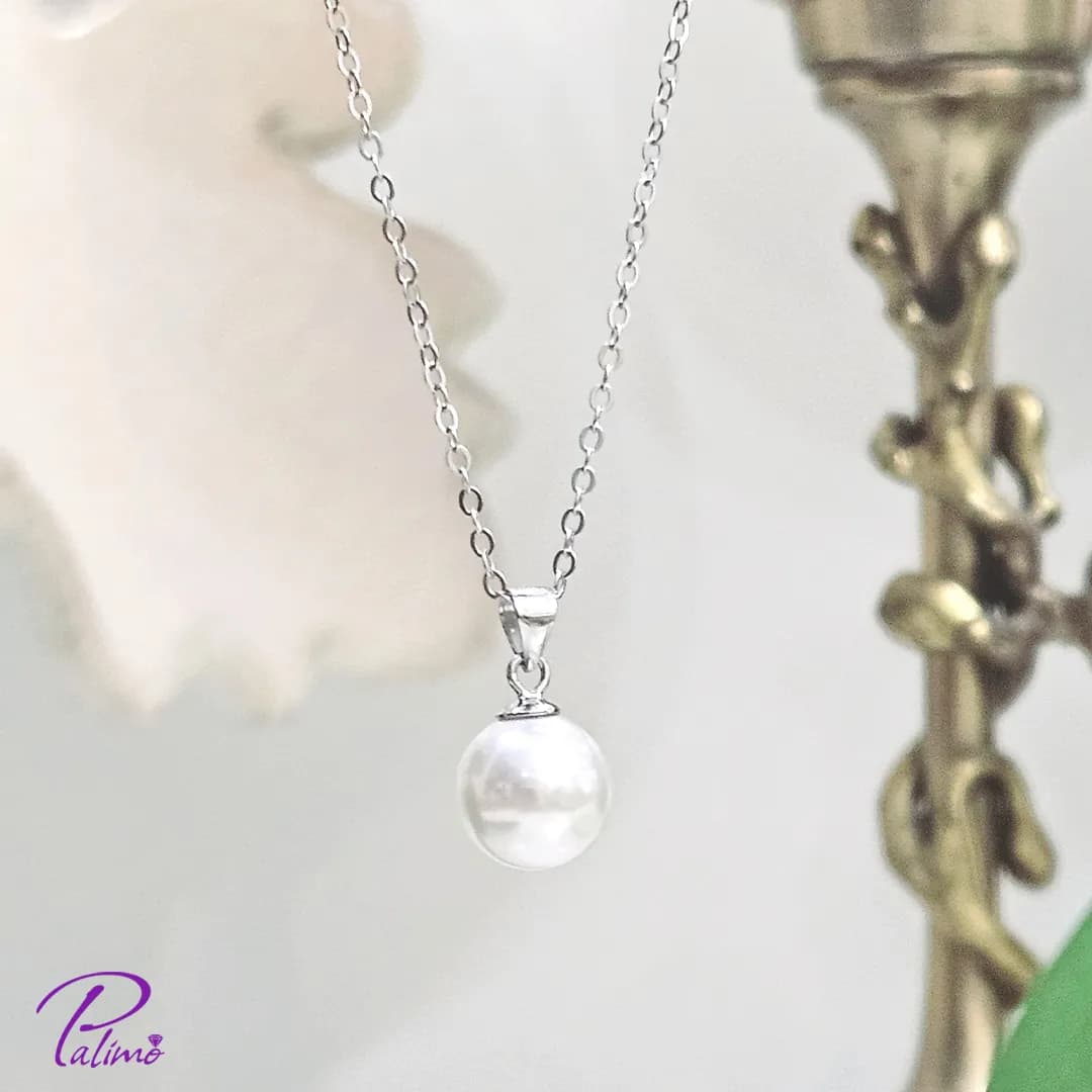 گردنبند نقره مروارید ایتالیایی N2150 با روکش طلای سفید