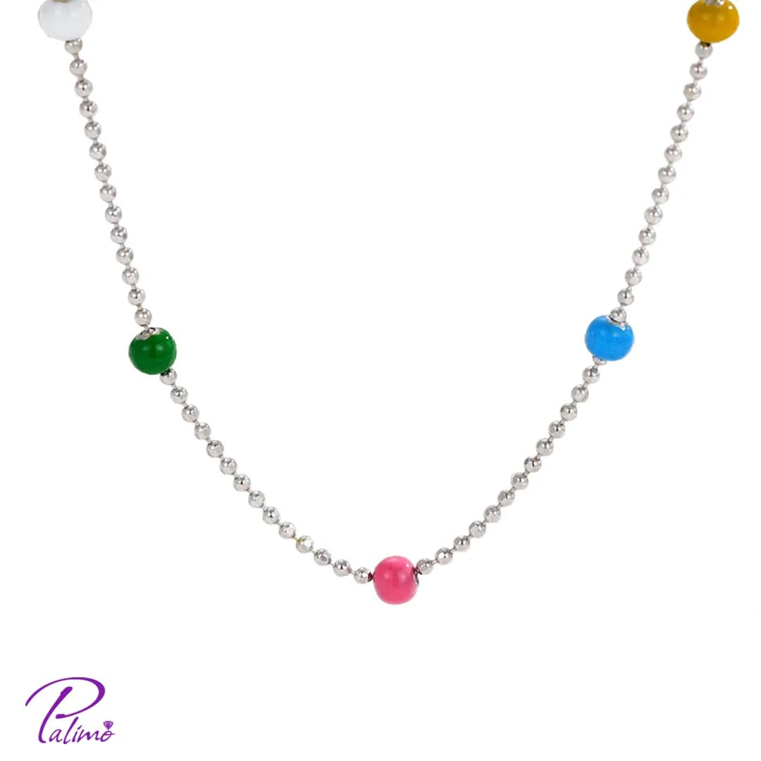 گردنبند نقره رنگی کد N2142 با روکش طلای سفید