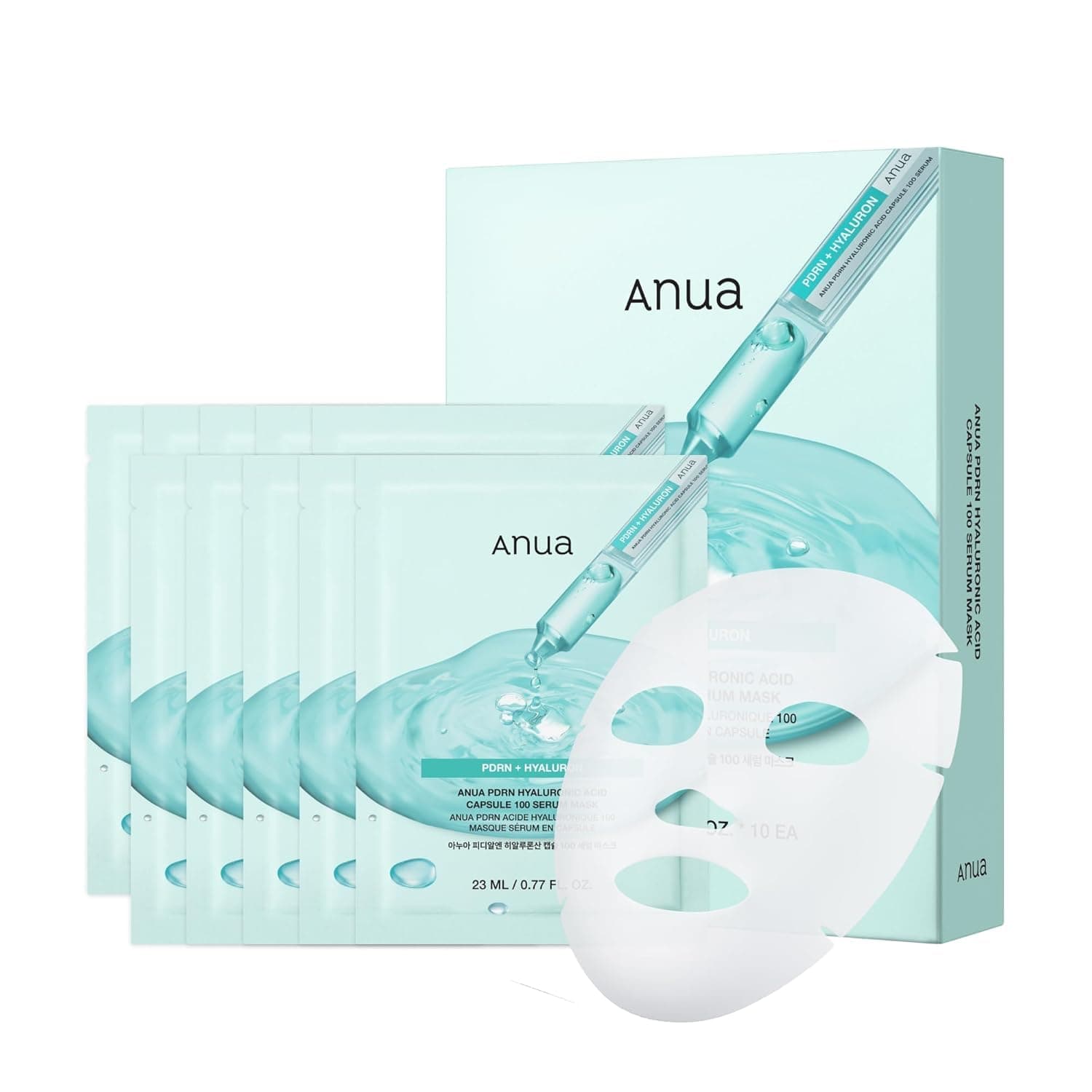 ماسک آبرسان ورقه ای آنوا حاوی PDRN و هیالورونیک اسید ANUA PDRN HYALURONIC ACID CAPSULE 100 SERUM MASK مناسب انواع پوست