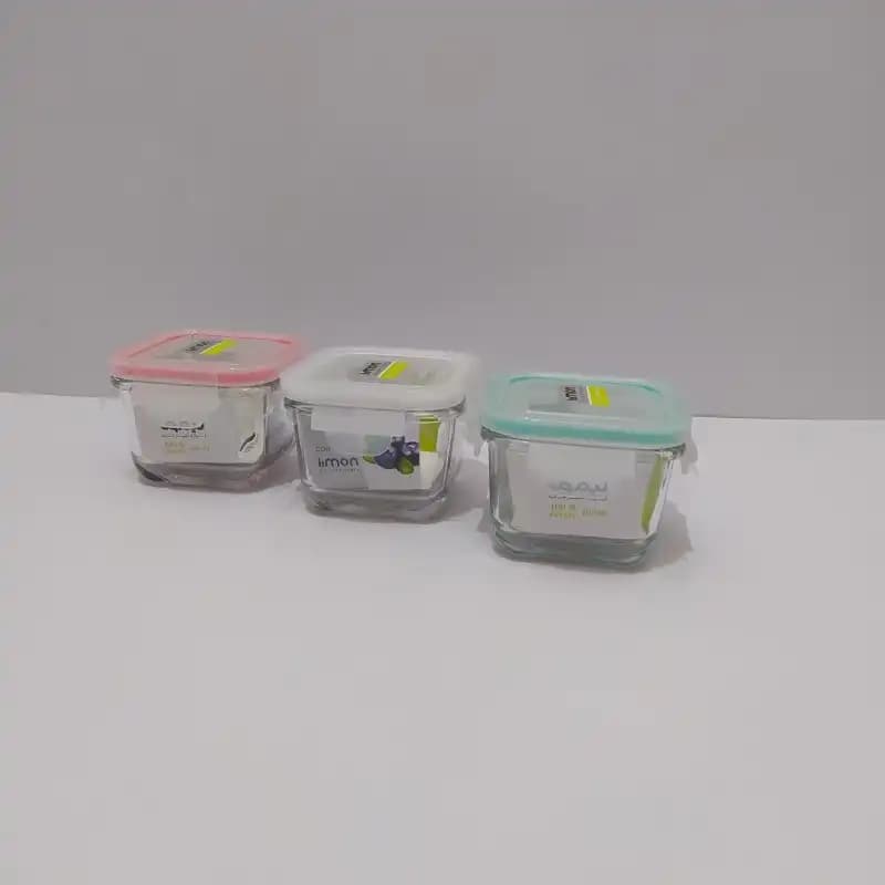 ظرف شیشه ای مربع دربدار 200 میلی لیتری لیمون کد 242635 — تصویر ۳