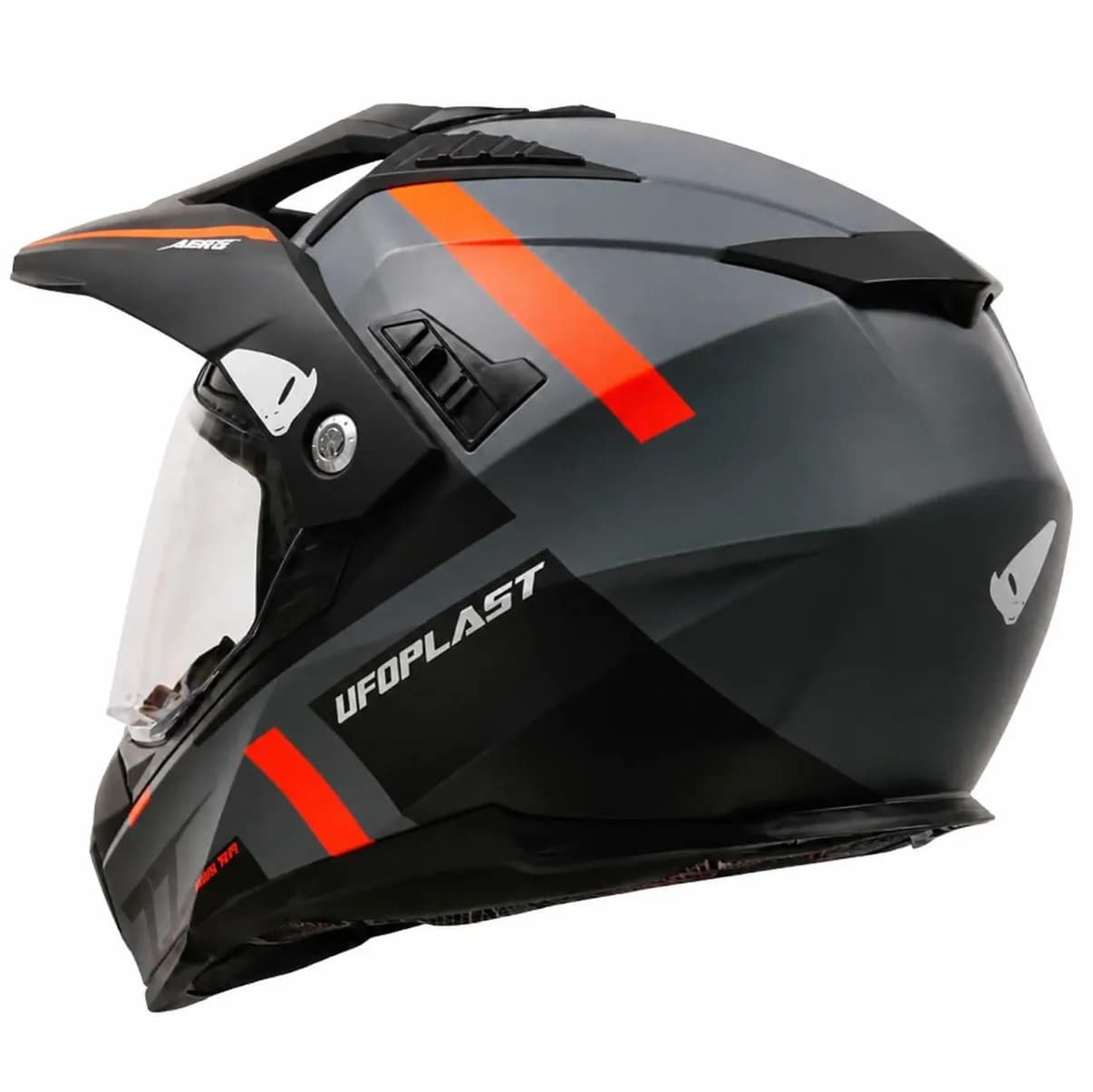 کلاه کاسکت ادونچری یوفو مدل ARIES MATT GRAY BLACK ORANGE — تصویر ۹