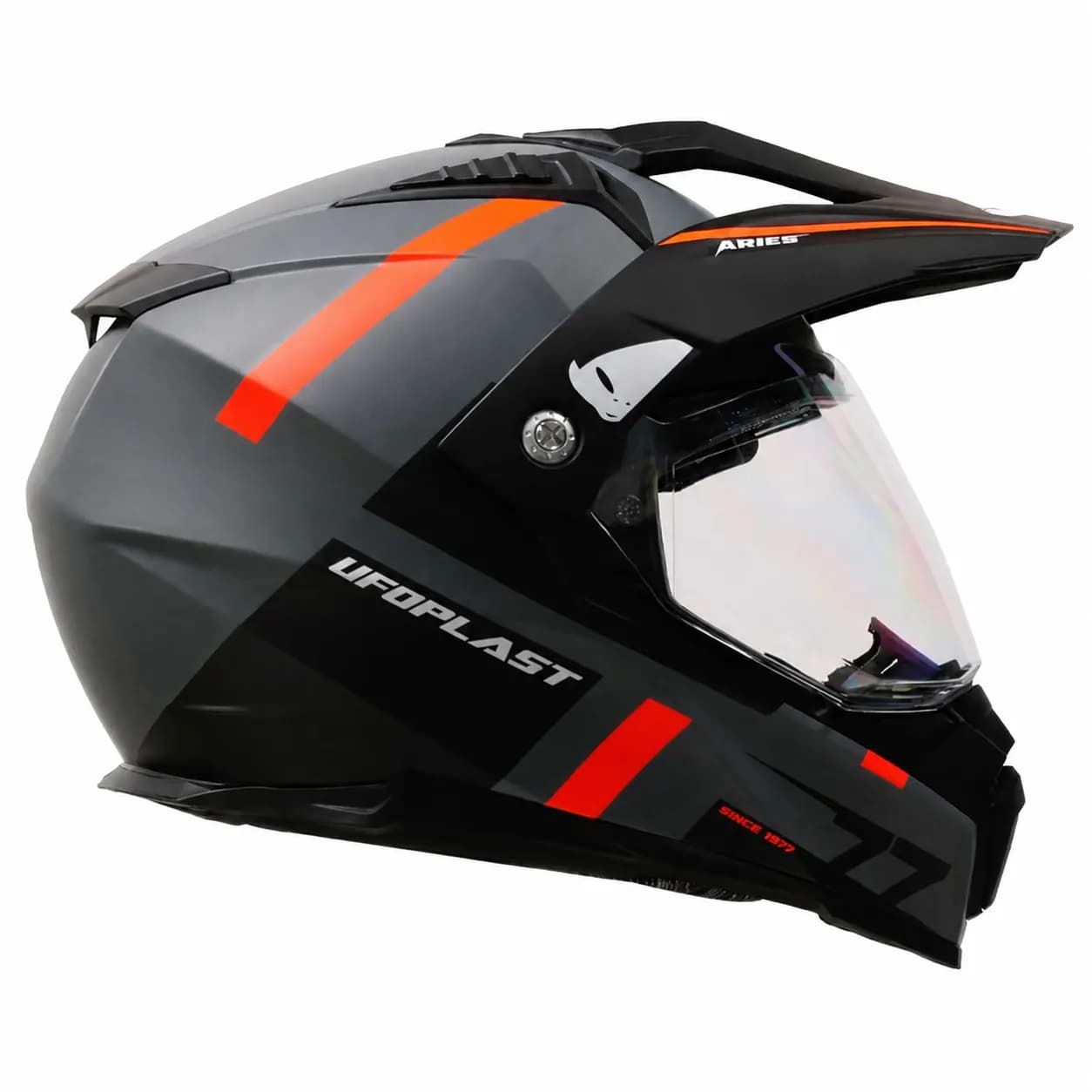 کلاه کاسکت ادونچری یوفو مدل ARIES MATT GRAY BLACK ORANGE — تصویر ۵