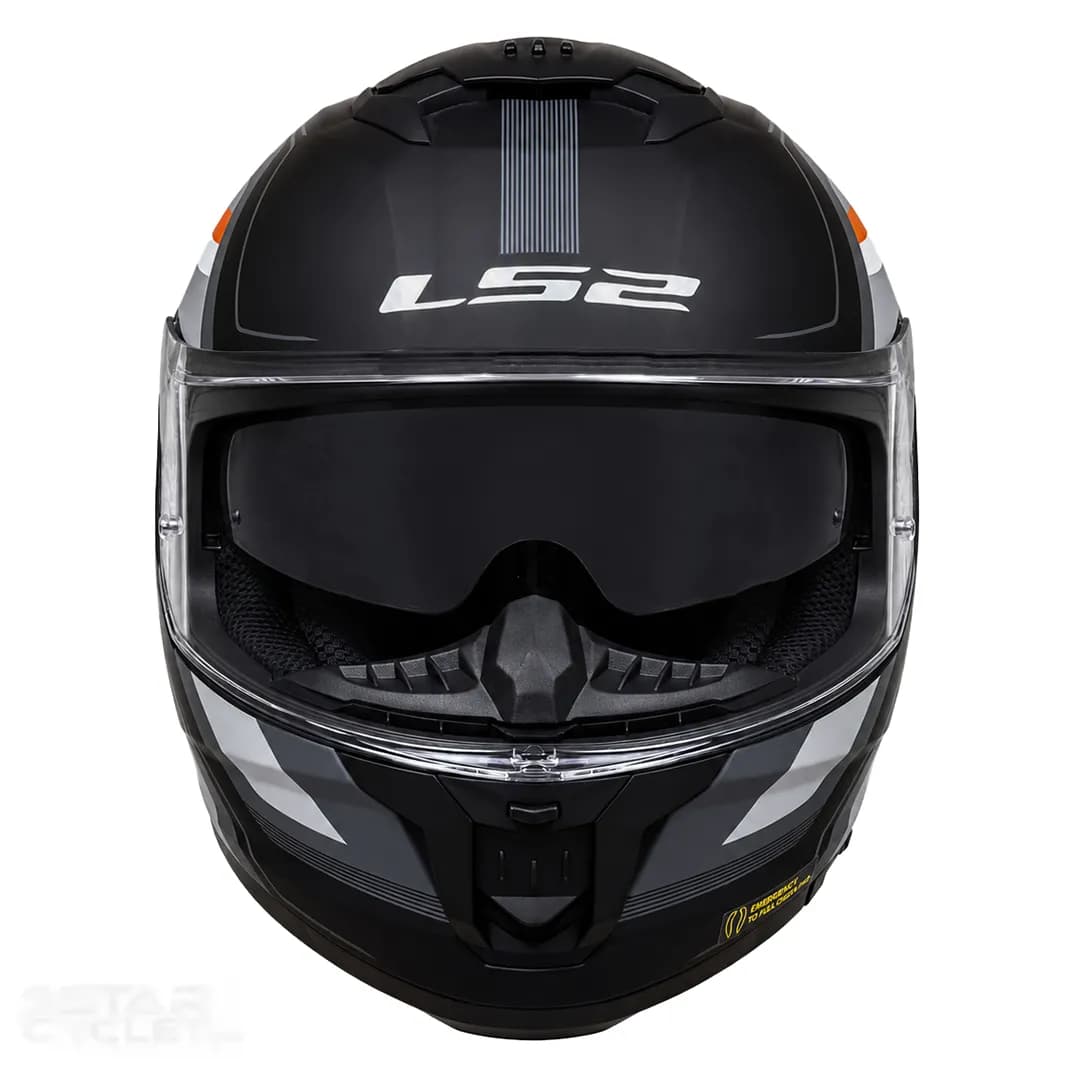 کلاه کاسکت فک ثابت ال اس 2 مدل STREAM2 FF808-2 MATT BLACK ORANGE GRAY — تصویر ۴
