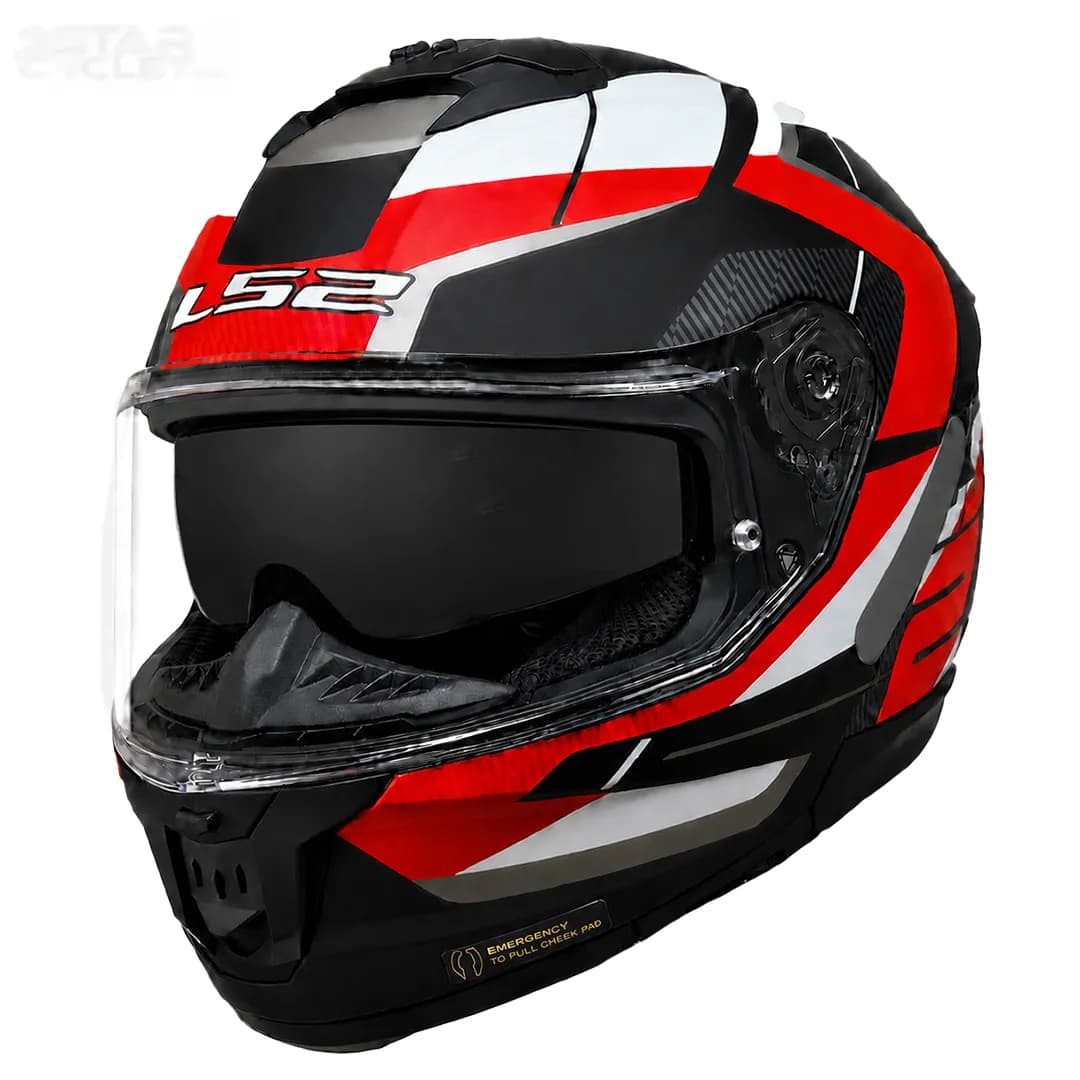 کلاه کاسکت فک ثابت ال اس 2 مدل STREAM2 FF808-2 MATT BLACK RED WHITE