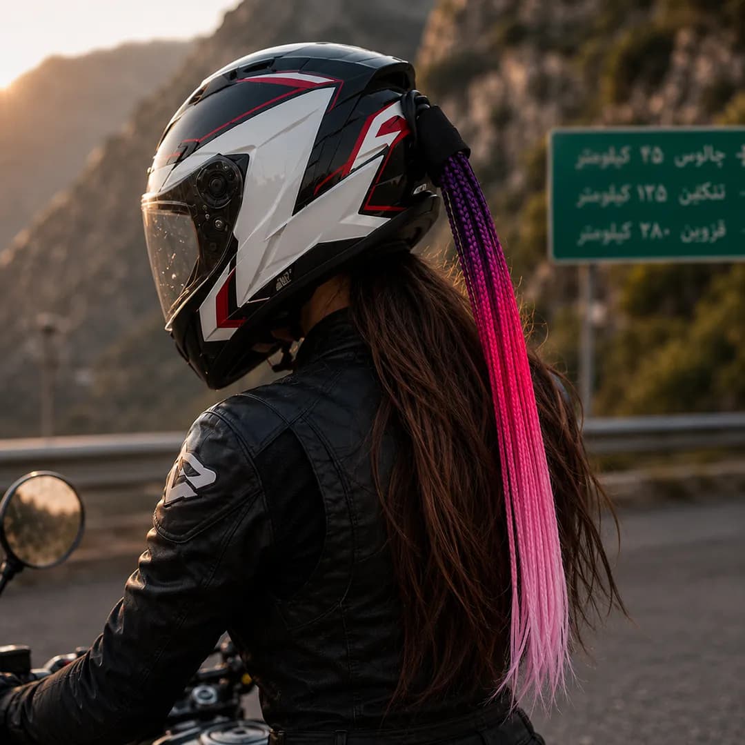 مو تزیئنی کلاه کاسکت مدل صورتی — تصویر ۵