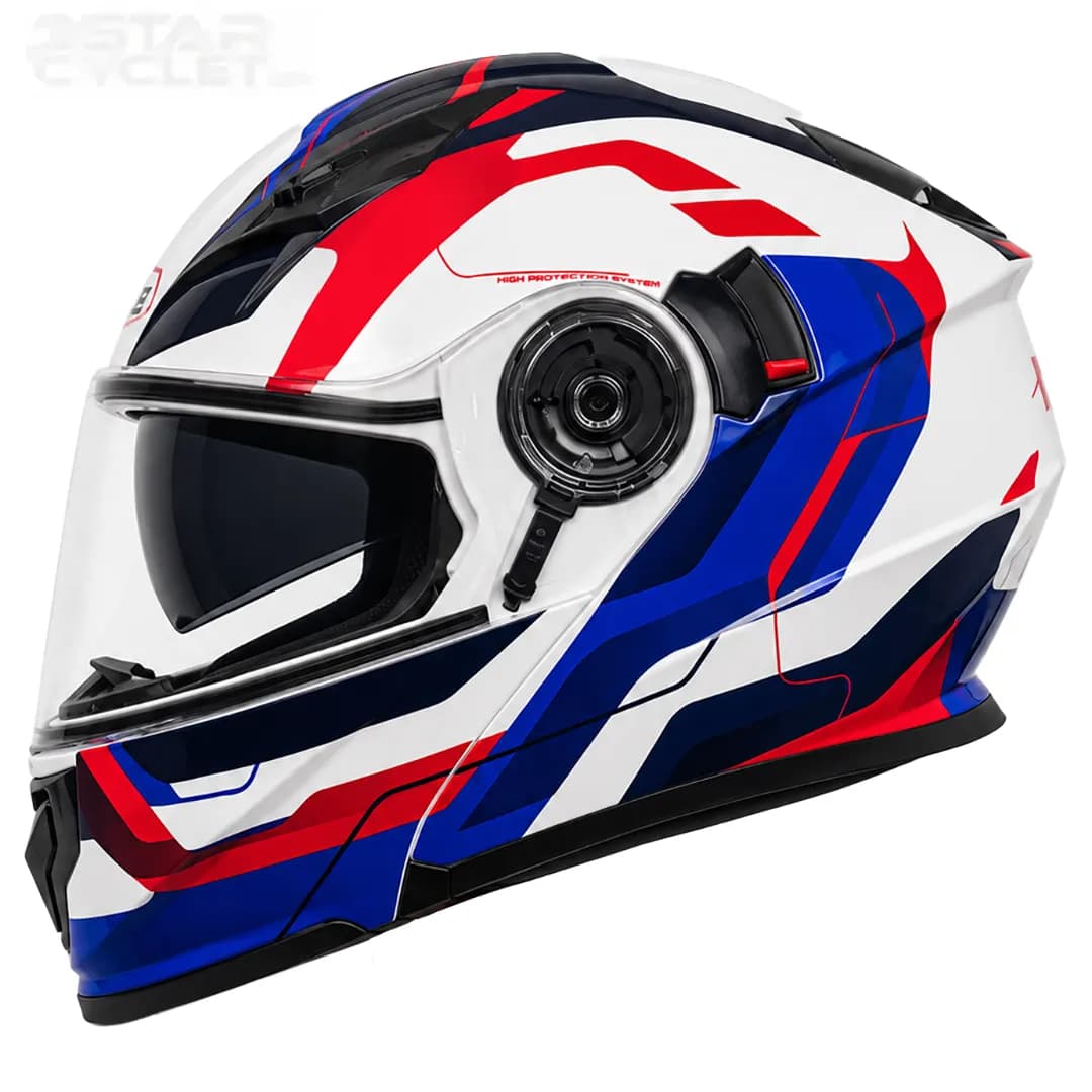 کلاه کاسکت فک متحرک ردلاین مدل 31-939 WHITE RED BLUE — تصویر ۴