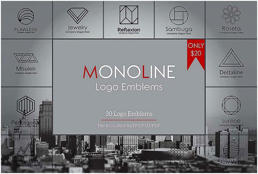 دانلود مجموعه لوگو (آرم) هندسی Geometric monoline logo collection