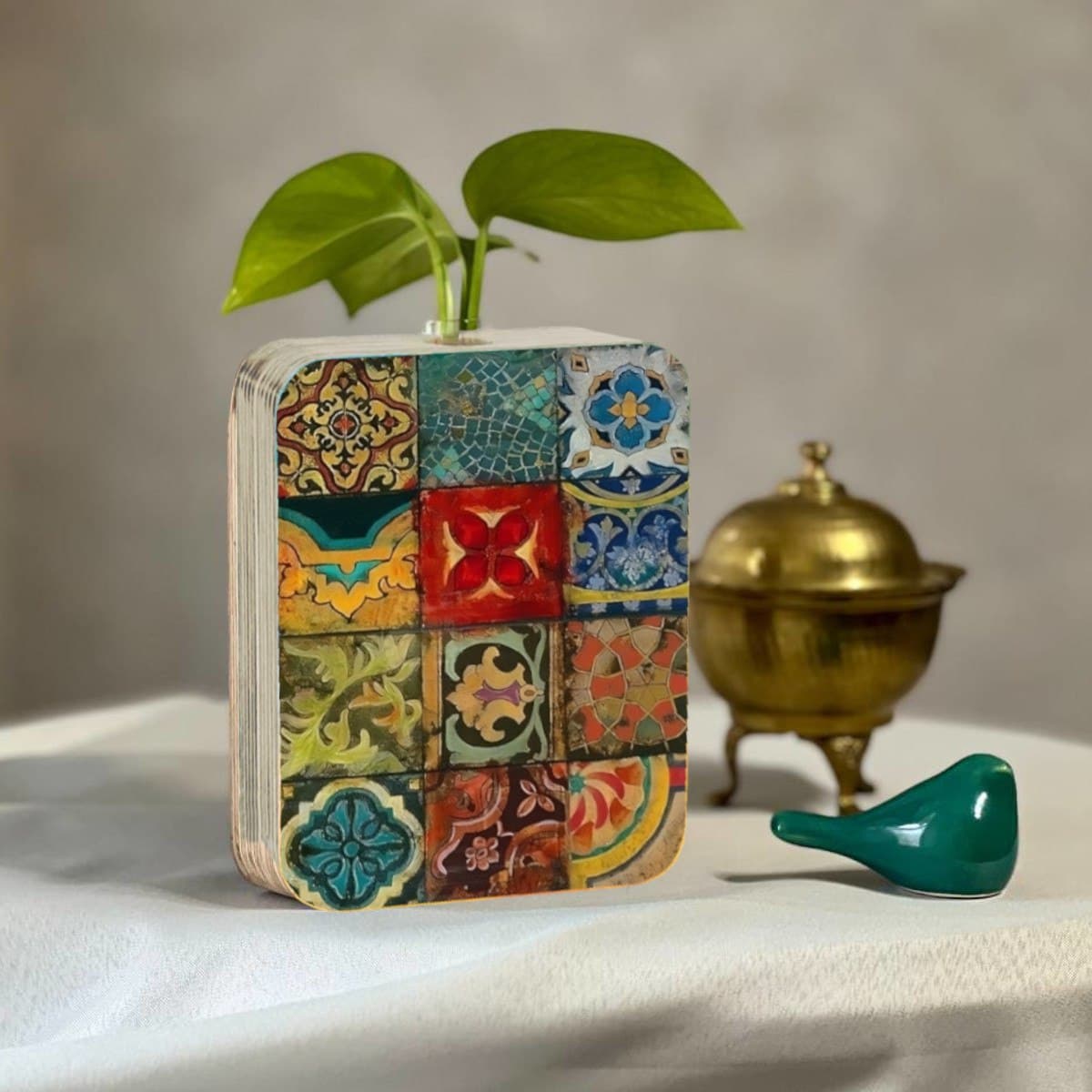گلدان دکوری طرح کاشی