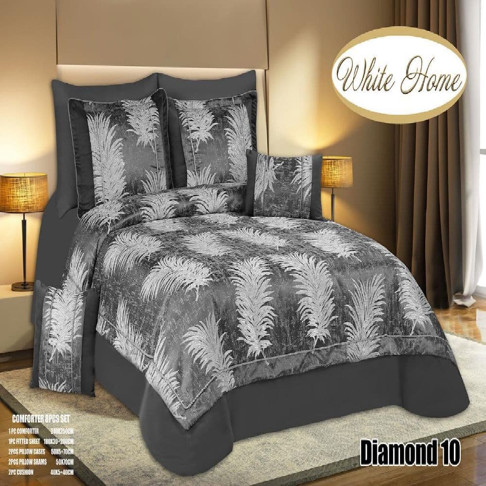 سرویس روتختی مخمل ویت هوم white home مدل دیاموند Diamond دونفره 8 تکه — تصویر ۲