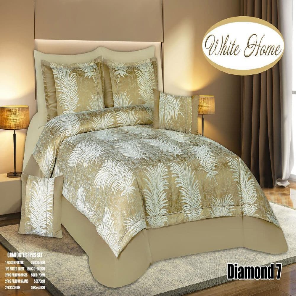 سرویس روتختی مخمل ویت هوم white home مدل دیاموند Diamond دونفره 8 تکه — تصویر ۵