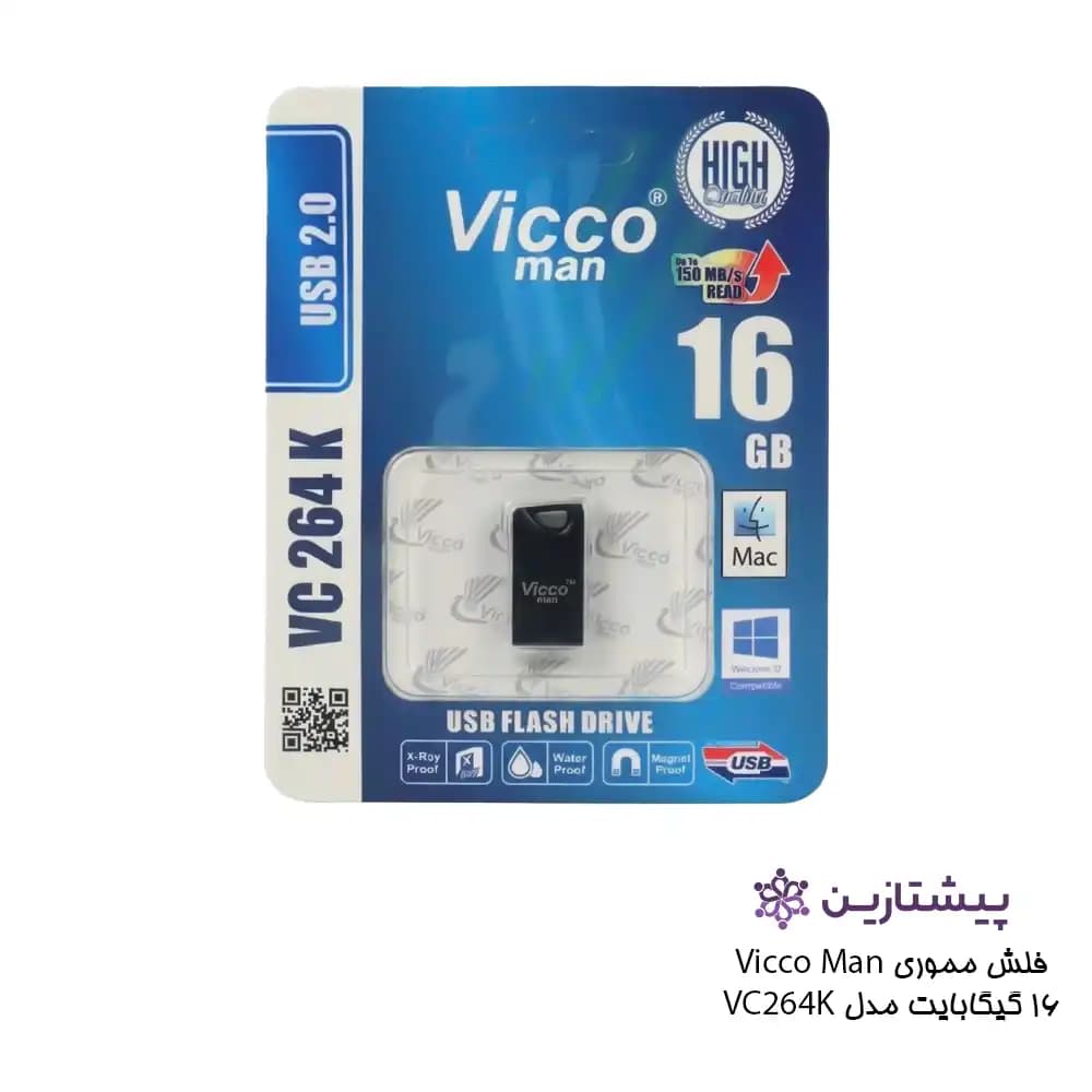 فلش ویکومن مشکی 16 گیگ USB2 مدل BLACK VC 264