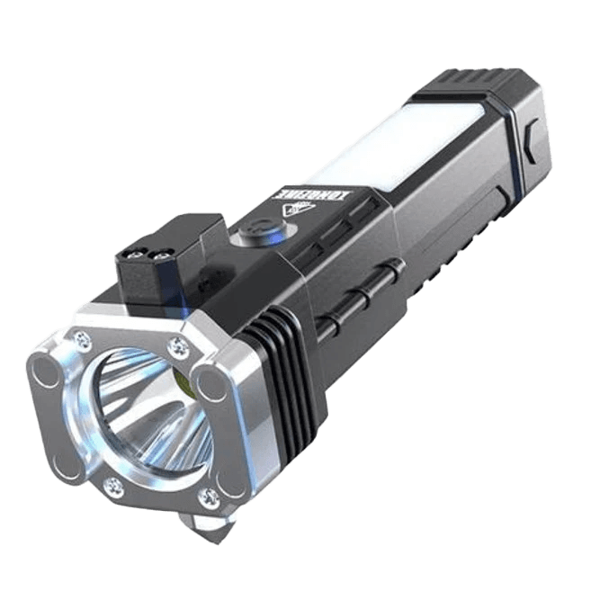چراغ قوه دستی سهحالته چندکاره شارژی با دو لامپ LED و COB، برد 50 متر