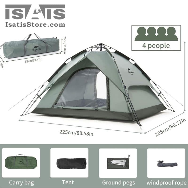چادر اتوماتیک 4 نفره مدل NH21ZP008 نیچر هایک NATUREHIKE AUTOMATIC TENT — تصویر ۹