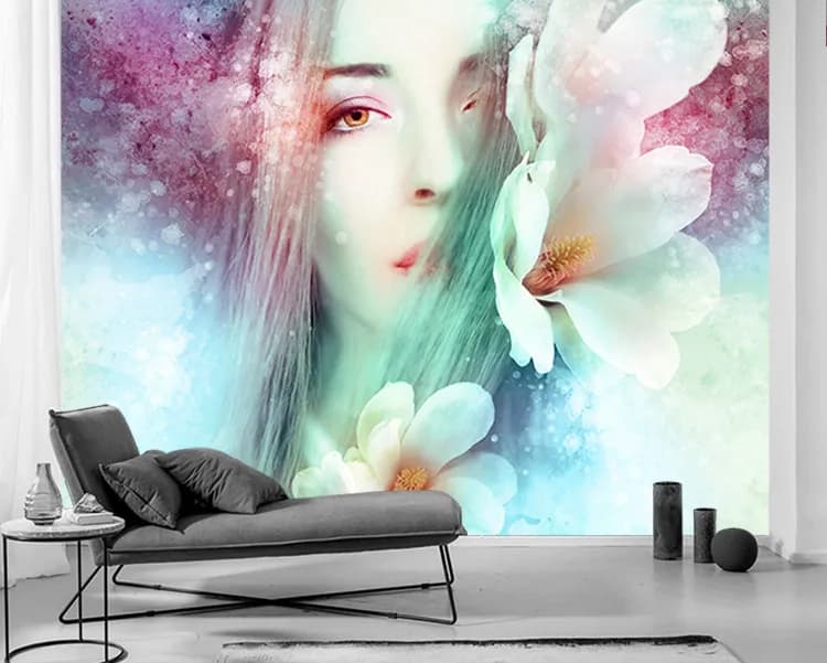 کاغذ دیواری هنری چهره طرح زن — تصویر ۳