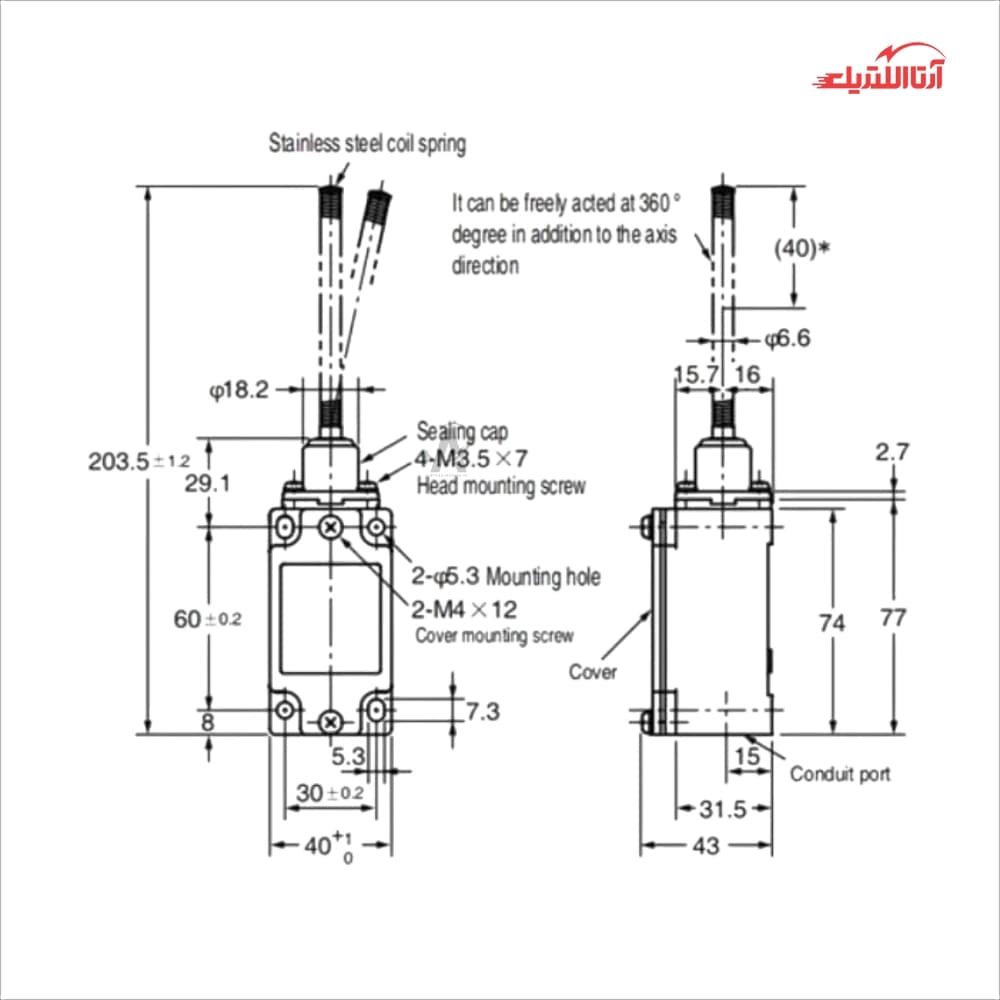 لیمیت سوئیچ تیپ سنگین طرح تله CNTD مدل C4B-4181N — تصویر ۳
