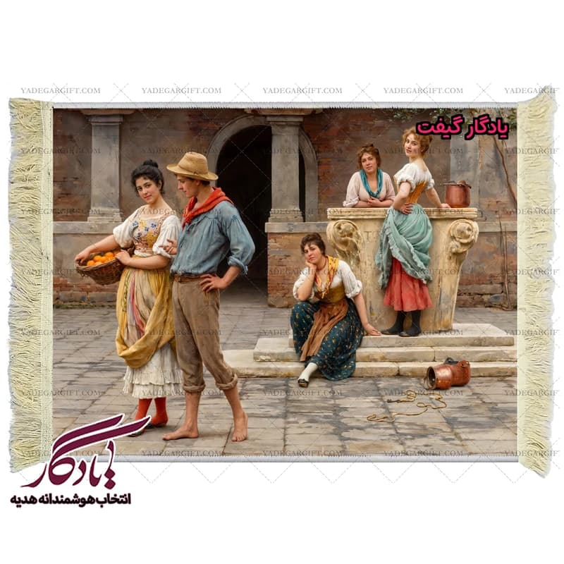 تابلو فرش ماشینی طرح فرانسوی میل خواستگاری کد f51