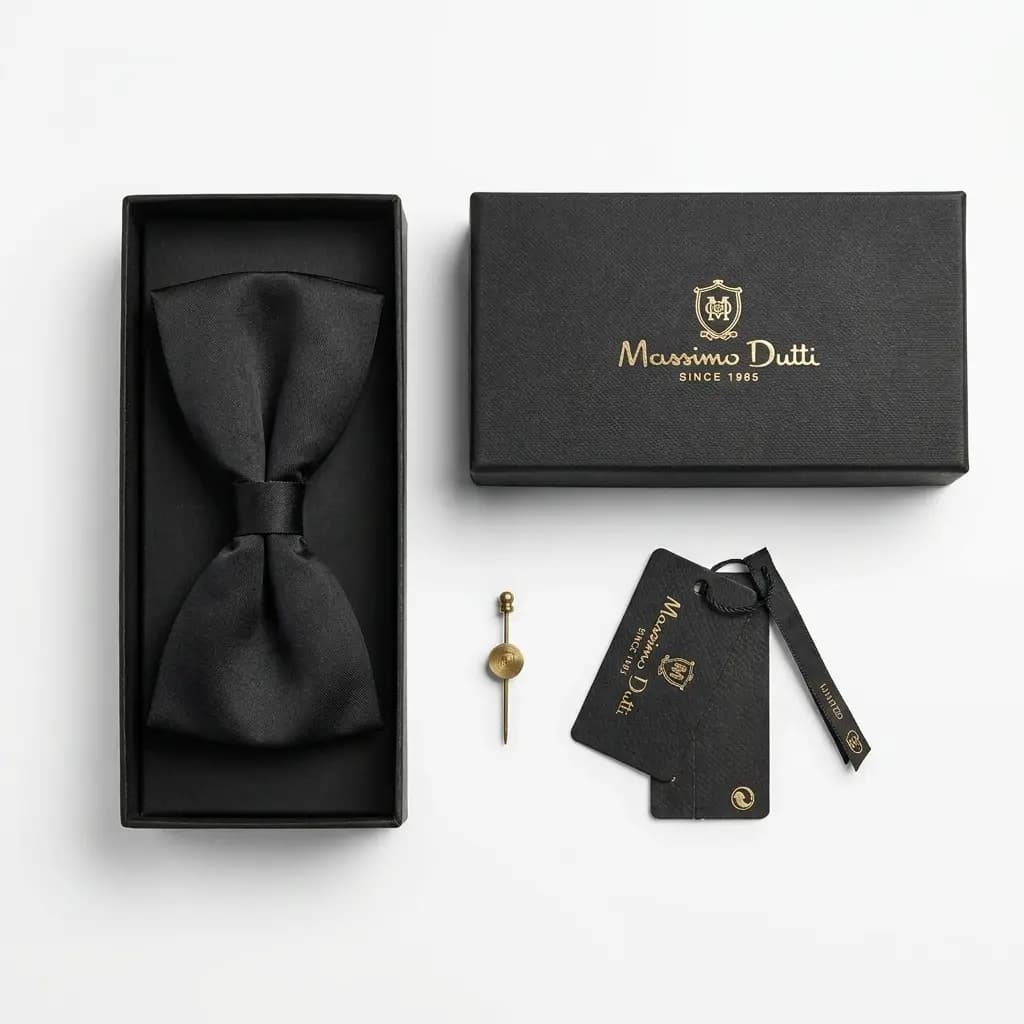 پاپیون مشکی کشیده نیمه مات برند Massimo Dutti