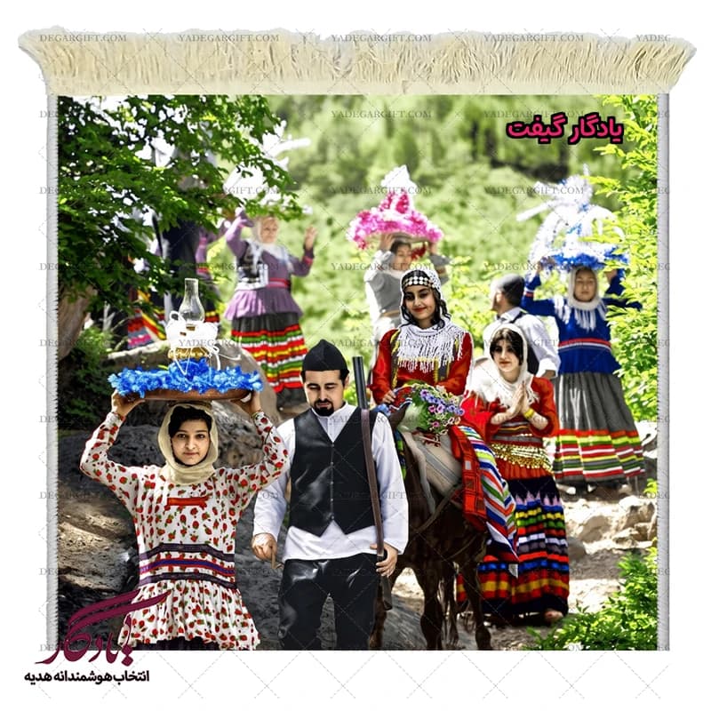 تابلو فرش ماشینی طرح ایرانی عروسی عشایر کد i84 — تصویر ۳